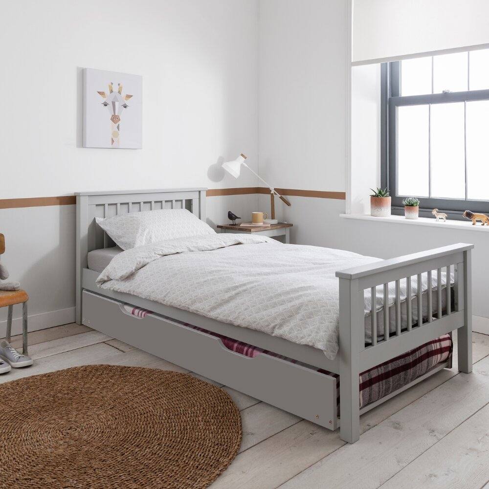 Nöa and Nani Hampshire Single Bed Frame with Spacesaver Pull-Out Trundle in Grey