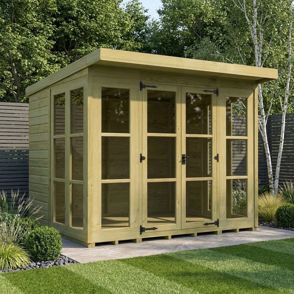 Buttercup Farm 8ft x 7ft Georgian Pent Summer House - Pressure Treated Timber in Brown 2