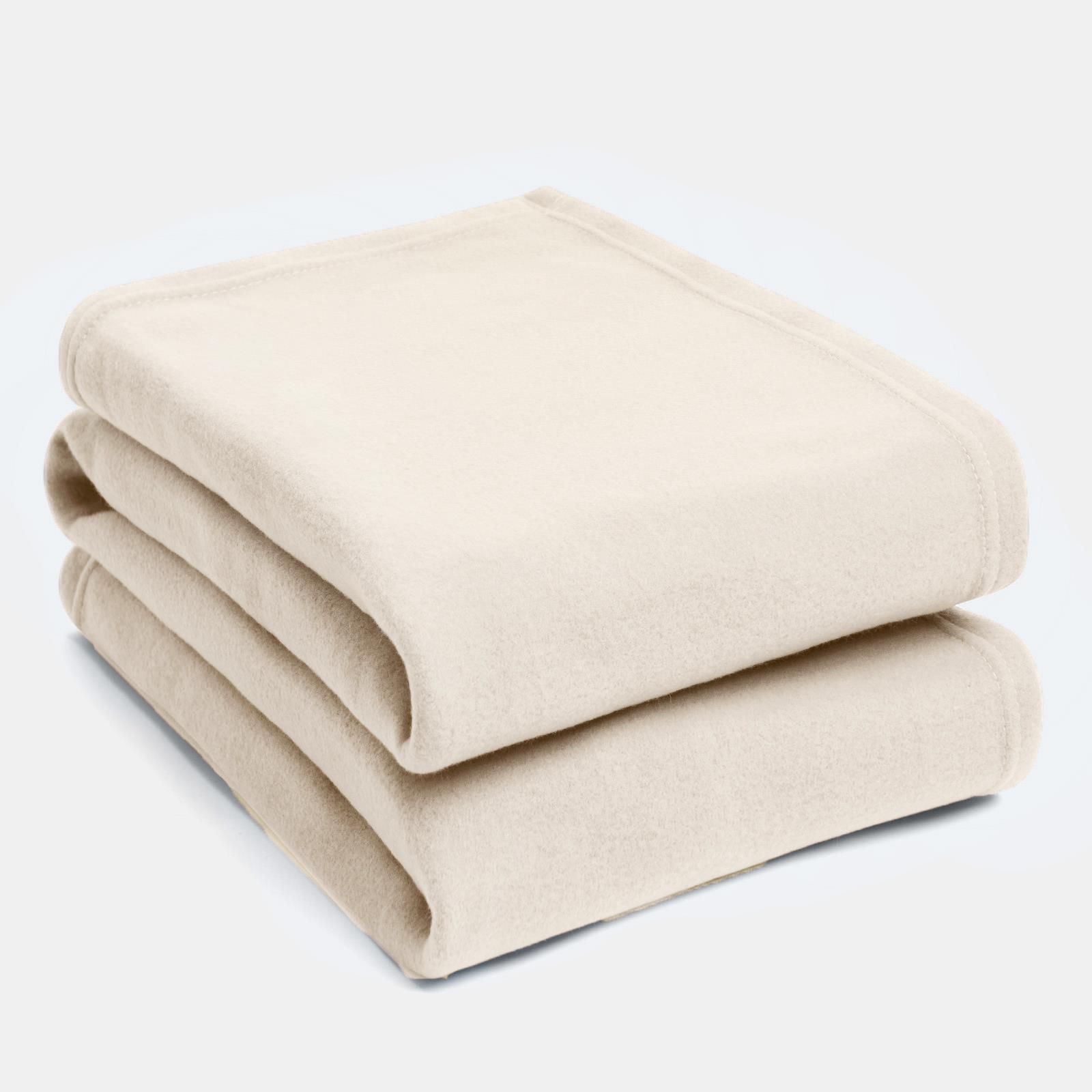 OHS Warm Plain Fleece Throw Over Bed Blanket in Warm White