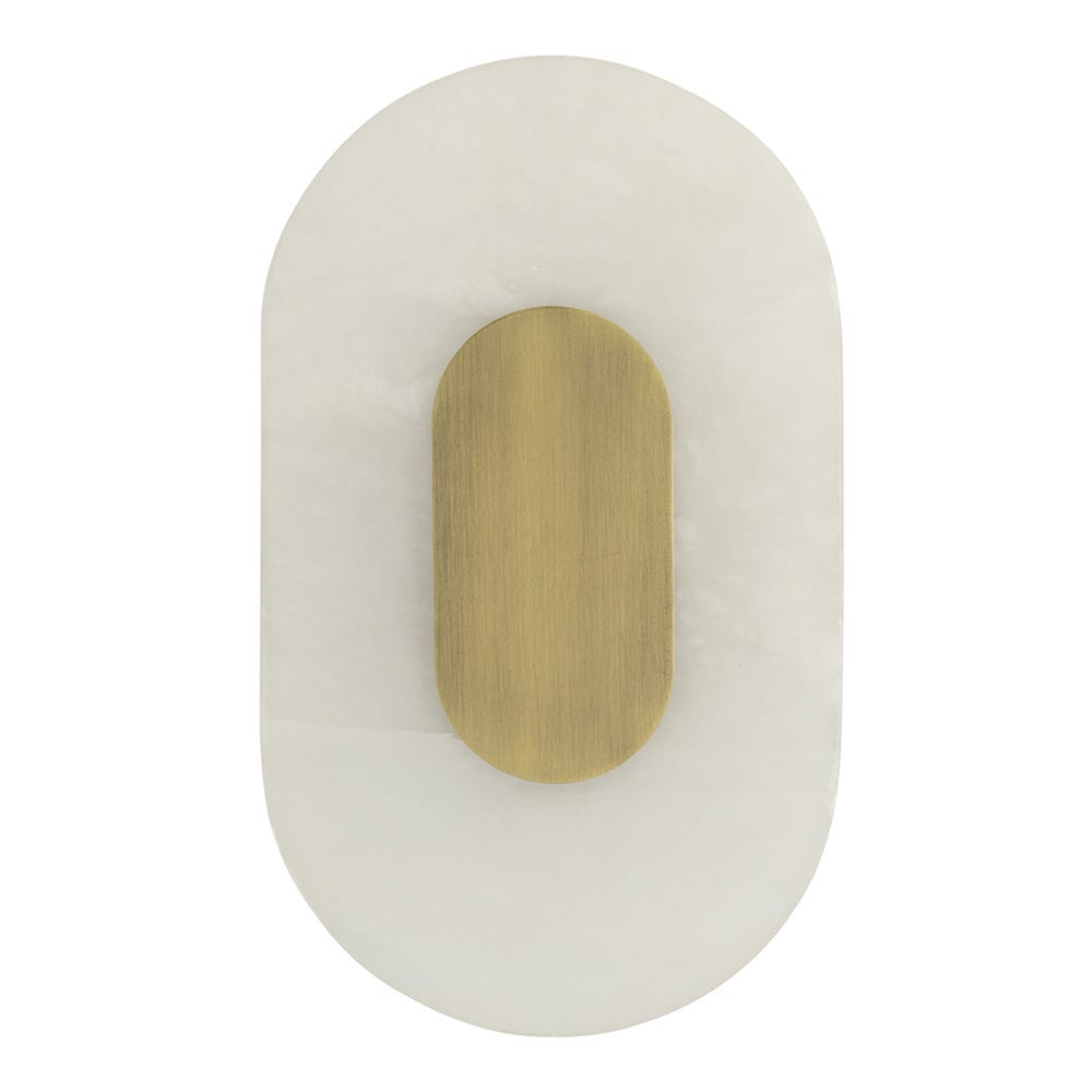 Heal's Ebro Alabaster LED Wall Light Brushed Gold IP44 Oval 2