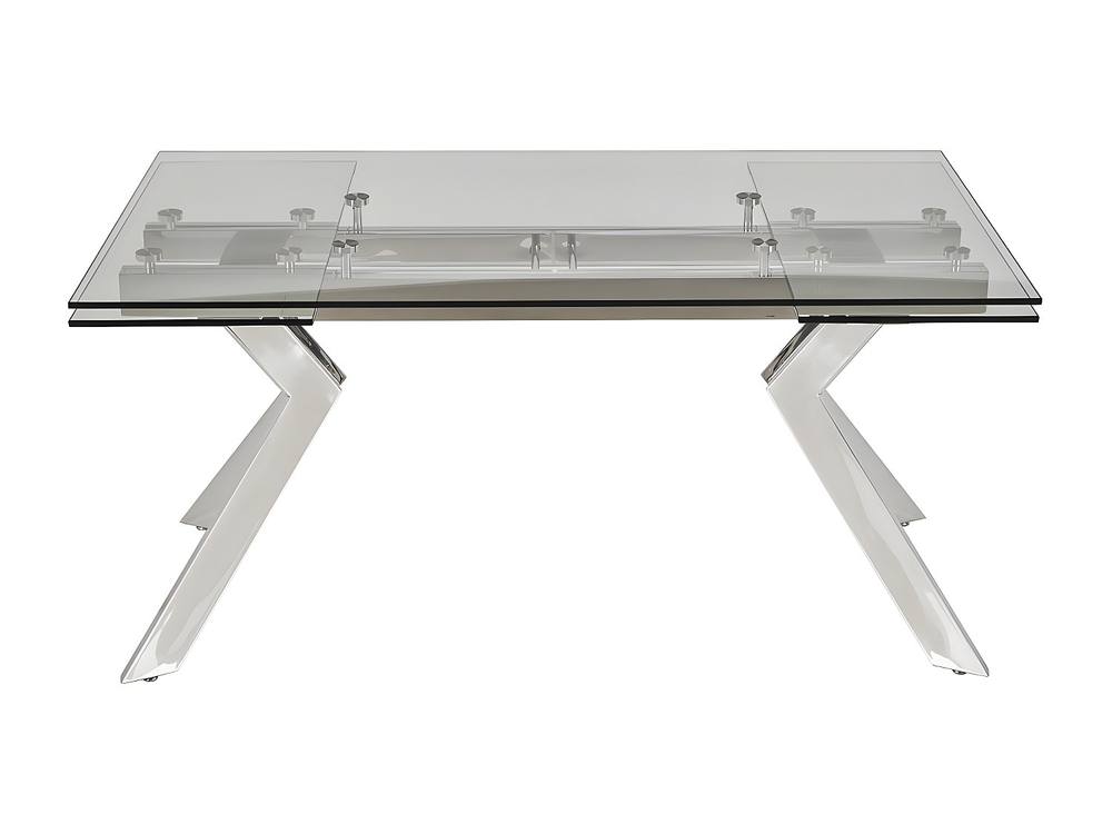 Vente-unique Extendable Dining Table - Tempered Glass & Metal - 6 To 8 Seats in Clear