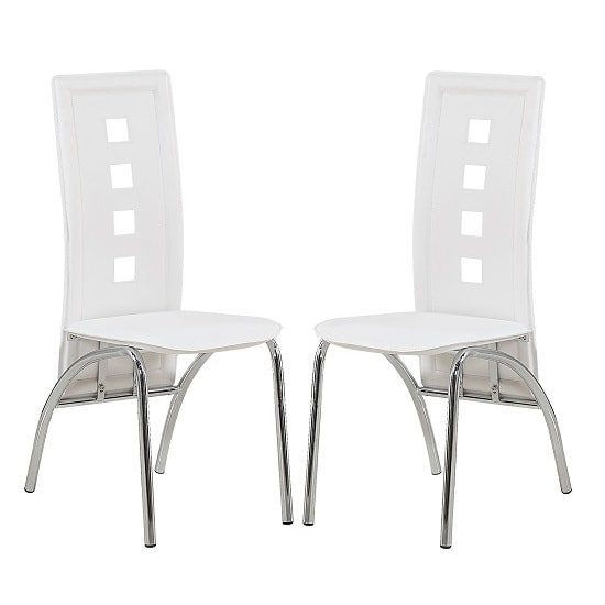 Bellini Dining Chairs In White Faux Leather In A Pair