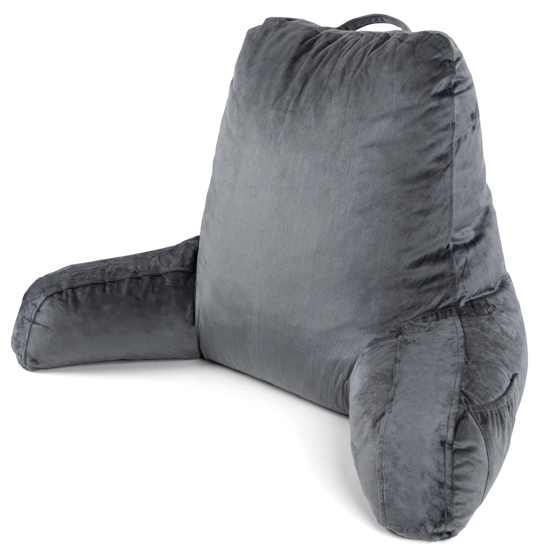 Dreamcatcher Large Grey Reading Pillow, Shredded Memory Foam Cuddle Cuddle Cushion Backrest, Arm Support, Washable Velvet Cover