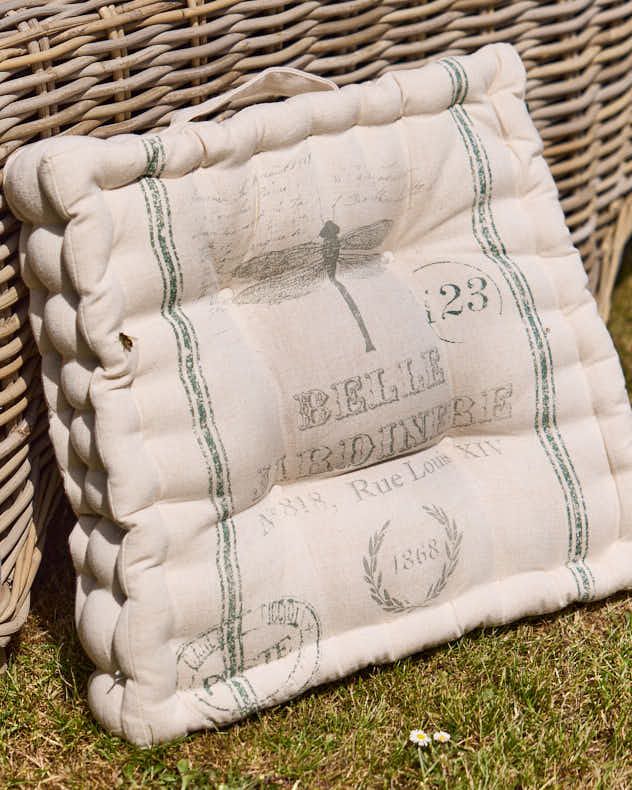 Dibor Set of 2 Belle Jardinere Green Summer Outdoor Garden Box Cushion W40 x L40cm in Grey