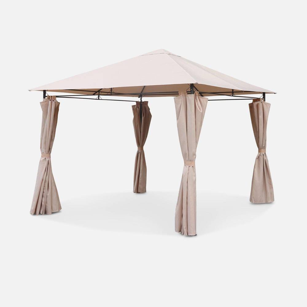 sweeek Heavy Duty 3x3m Gazebo With Curtains in Beige