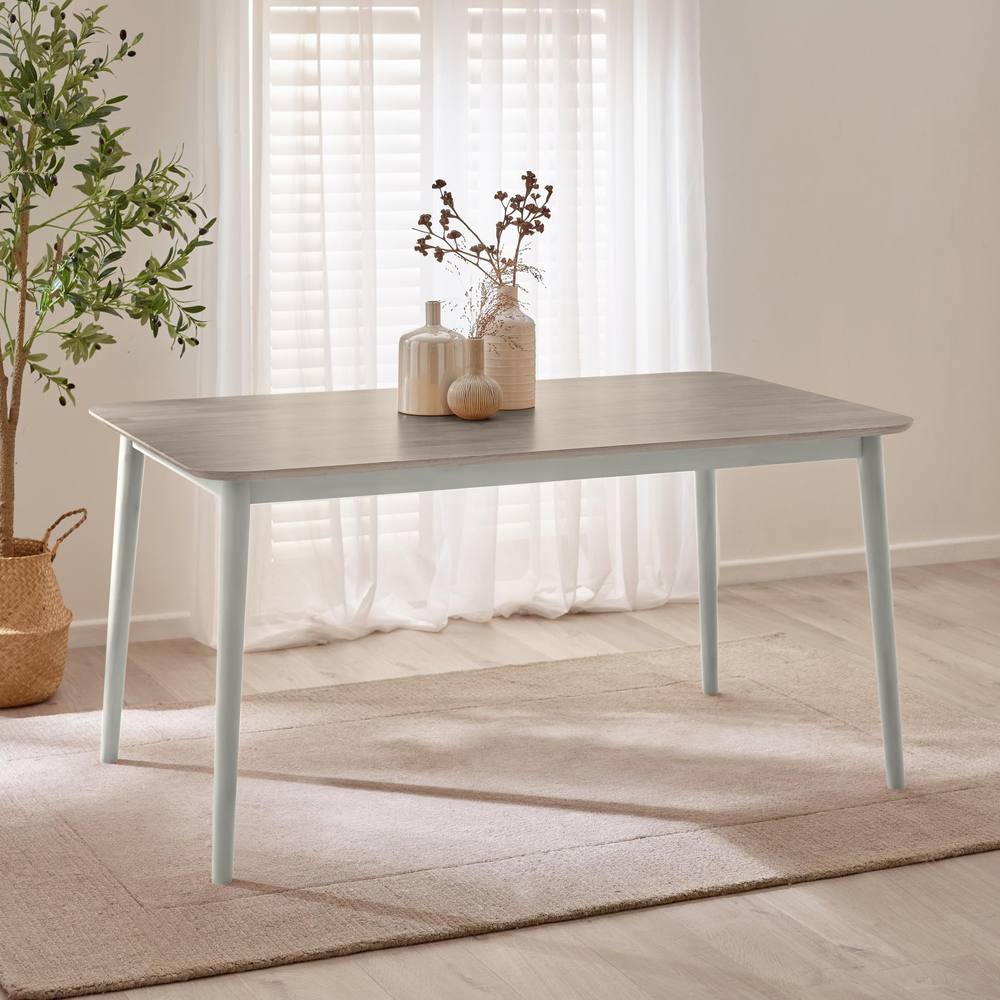 FurnitureboxUK Lynton Rectangular White & Grey Wood 6 Seater Dining Table