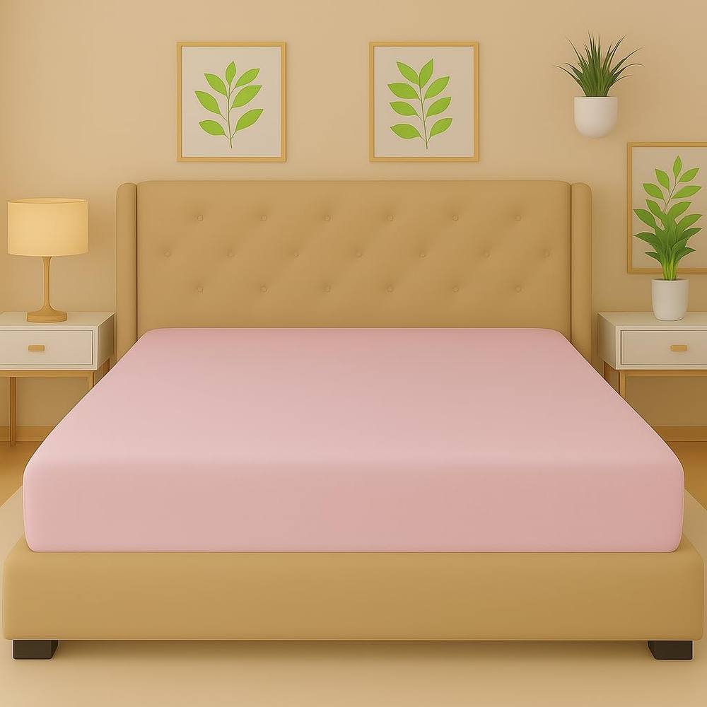 Homes-Linen Flannelette Fitted Sheet 100% Brushed Cotton 25cm Deep in Pink