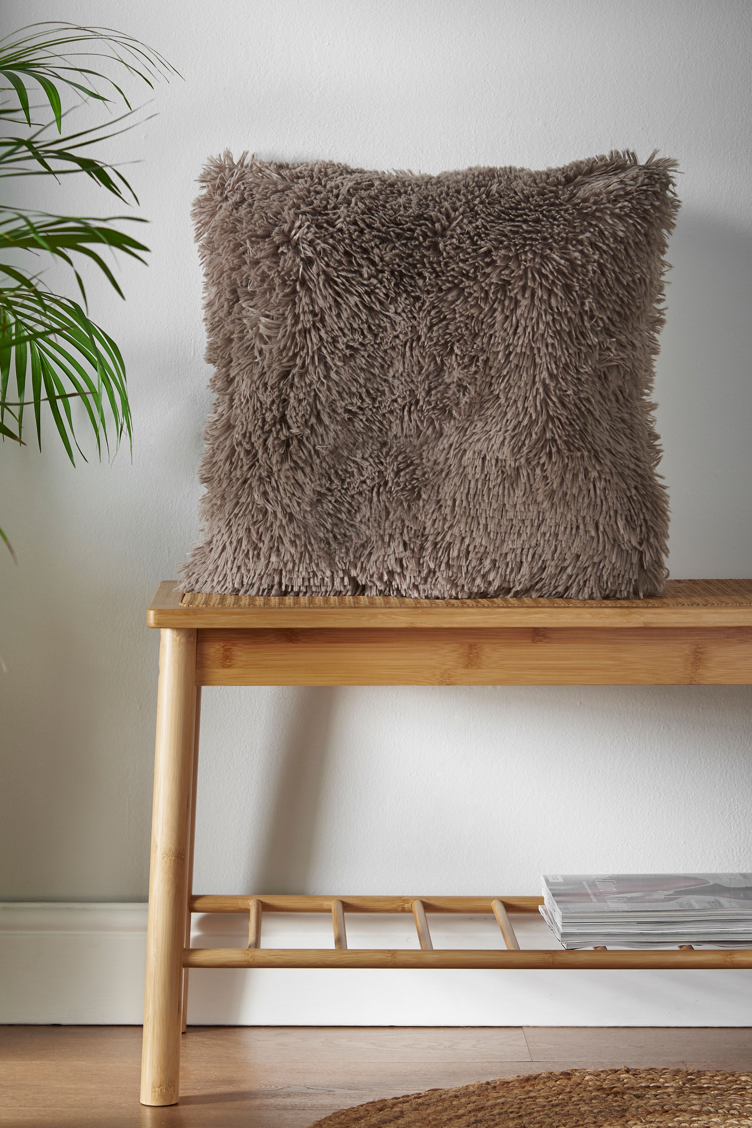 Catherine Lansfield 'Cuddly' Faux Fur Cushion in Natural