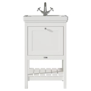 Bayswater Hartleigh Pointing White Traditional Freestanding Vanity Unit & 1 Tap Hole White Recessed Basin - 500mm