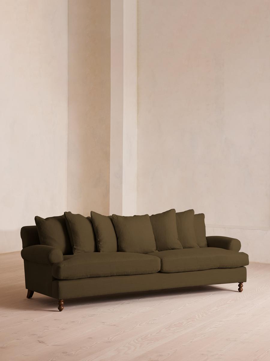 Audrey Four Seater Sofa, Linen, Olive