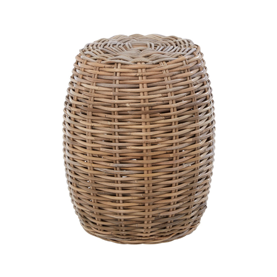 Helvetios Wooden Rattan Stool In Natural