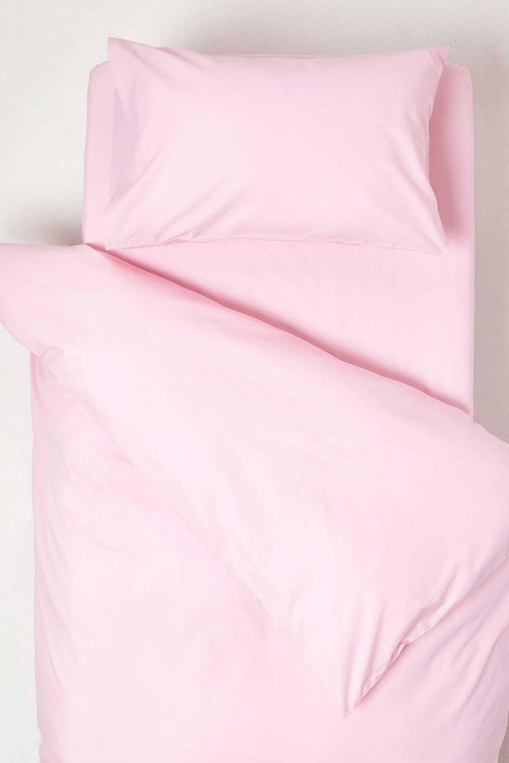 Homescapes Cotton Cot Bed Duvet Cover Set 200 Thread Count in Pink