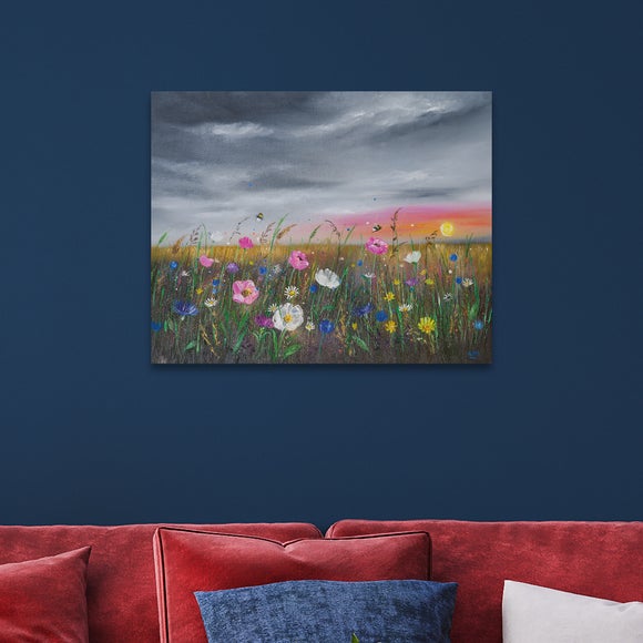 The Art Group Sunset Over Wildflowers Canvas