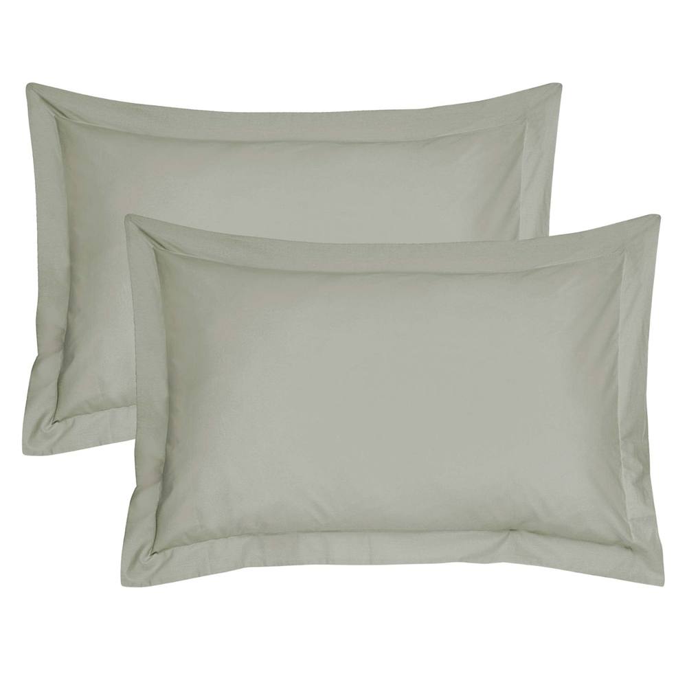 Smart Living Polycotton Oxford Pillowcases Pair 48x74cm Flanged Bedding in Natural
