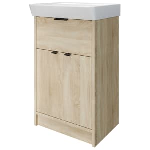 Wickes Nova Davos Oak Freestanding Vanity Unit & Easton Basin - 835 x 500mm