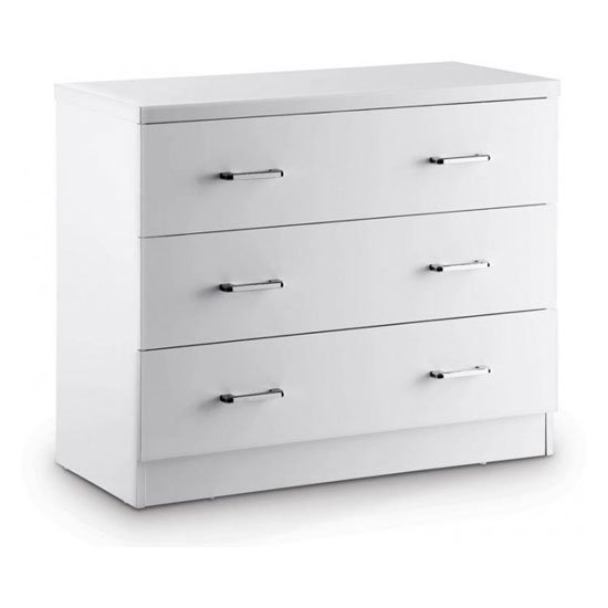 Nova White High Gloss Finish 3 Drawer Chest