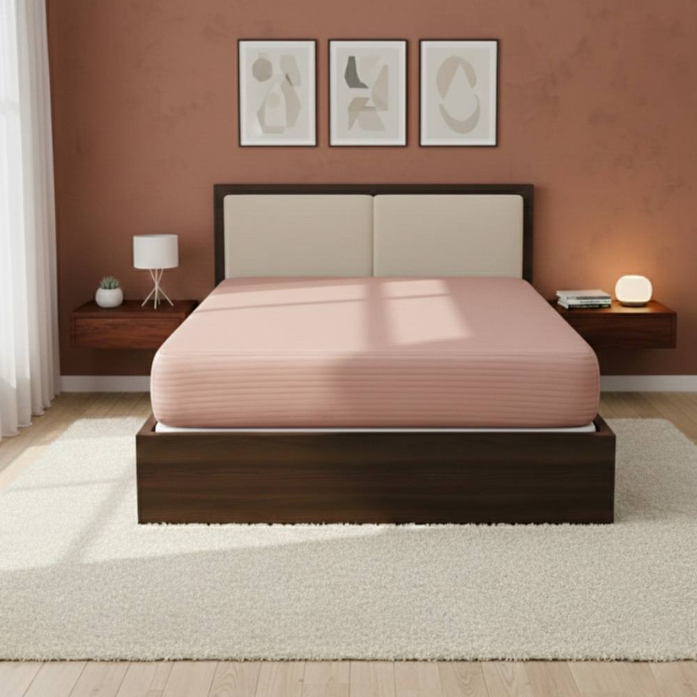 Snug City Satin Stripe Soft Touch Fitted Sheet 40cm Extra Deep Skirt Bed Linen in Pink