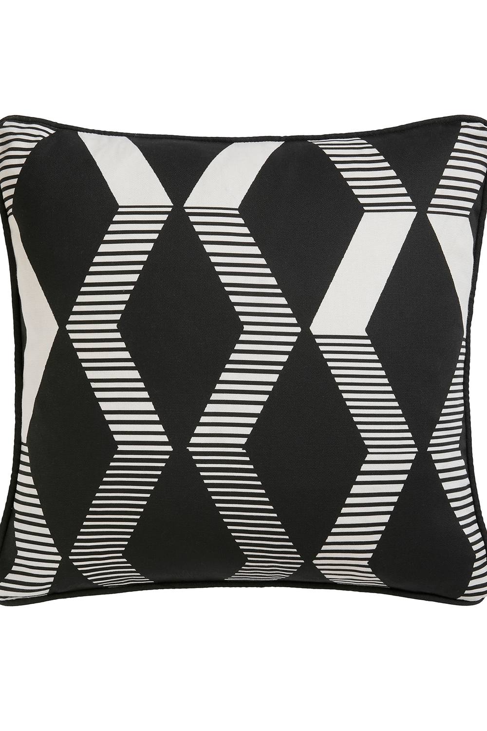 Fusion 'Rico' UV & Water Resistant Zig Zag Geo Print Outdoor Cushion in Black 2