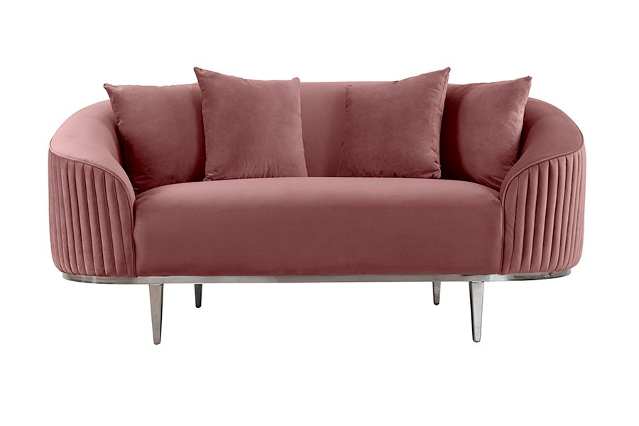 Ella Two Seat Sofa - Blush Pink - Polished chrome base