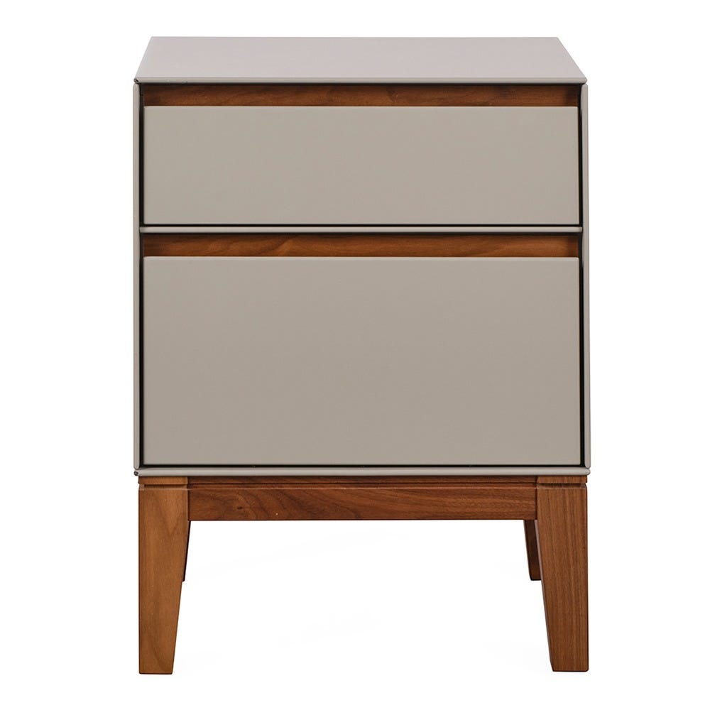 Heal's Lars Bedside Table Dove Grey & Walnut 3