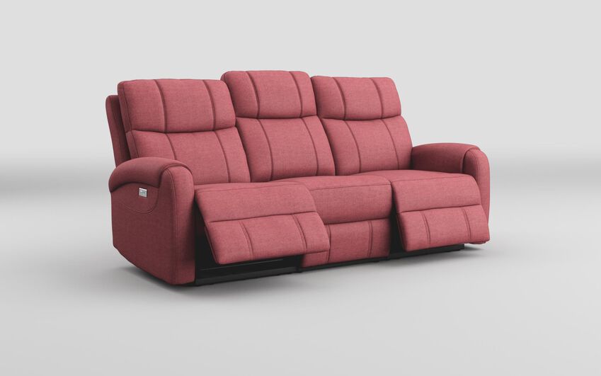 Pink Fabric Calisese 3 Seater Power Recliner Sofa