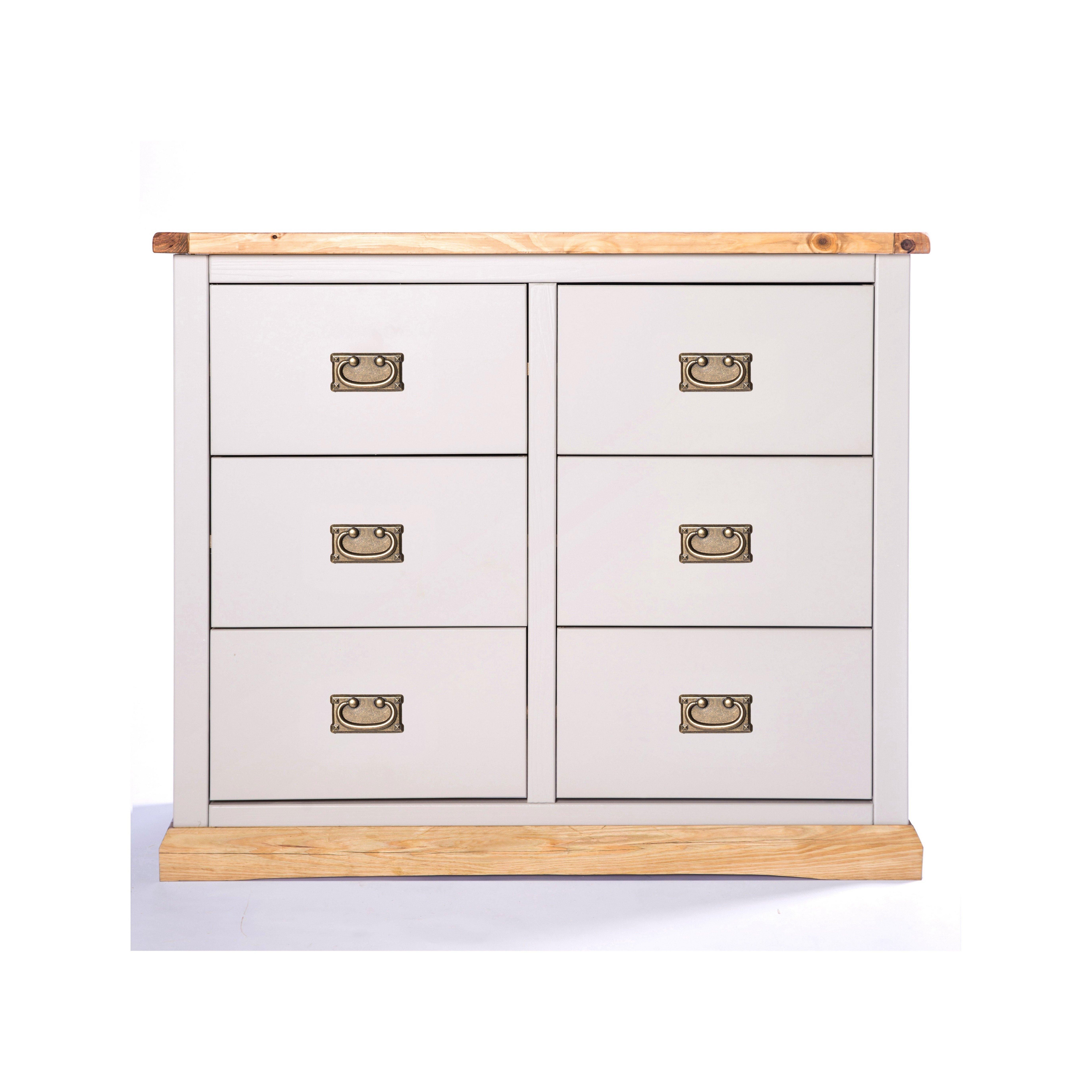 Cabinet Bits Bomporto 6 Drawer Chest of Drawers Bras Drop Handle in Light Grey