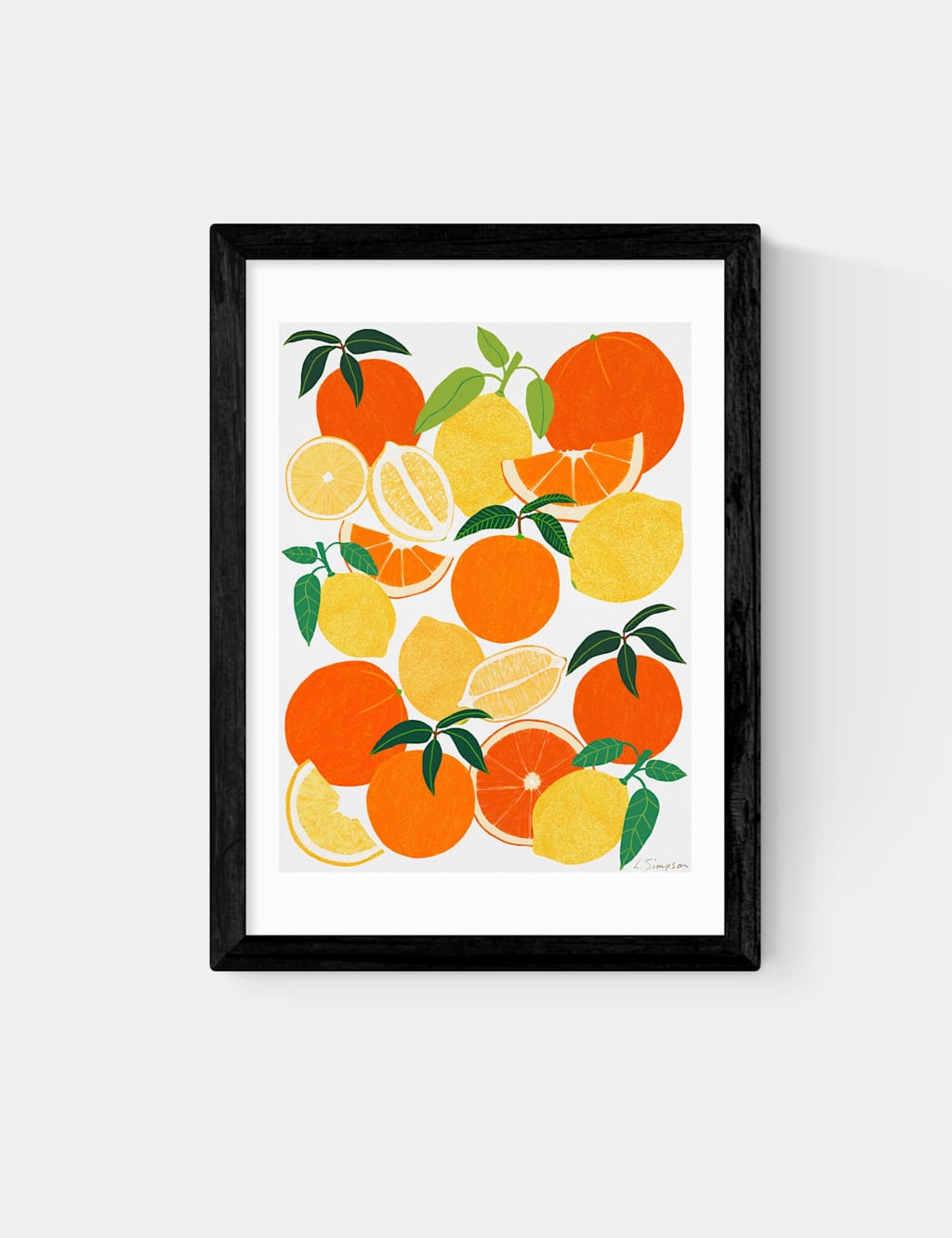 East End Prints Orange and Lemon Harvest Framed Art Black
