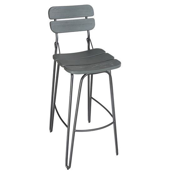 Sandra Bar Chair In Grey Elm With Steel Frame