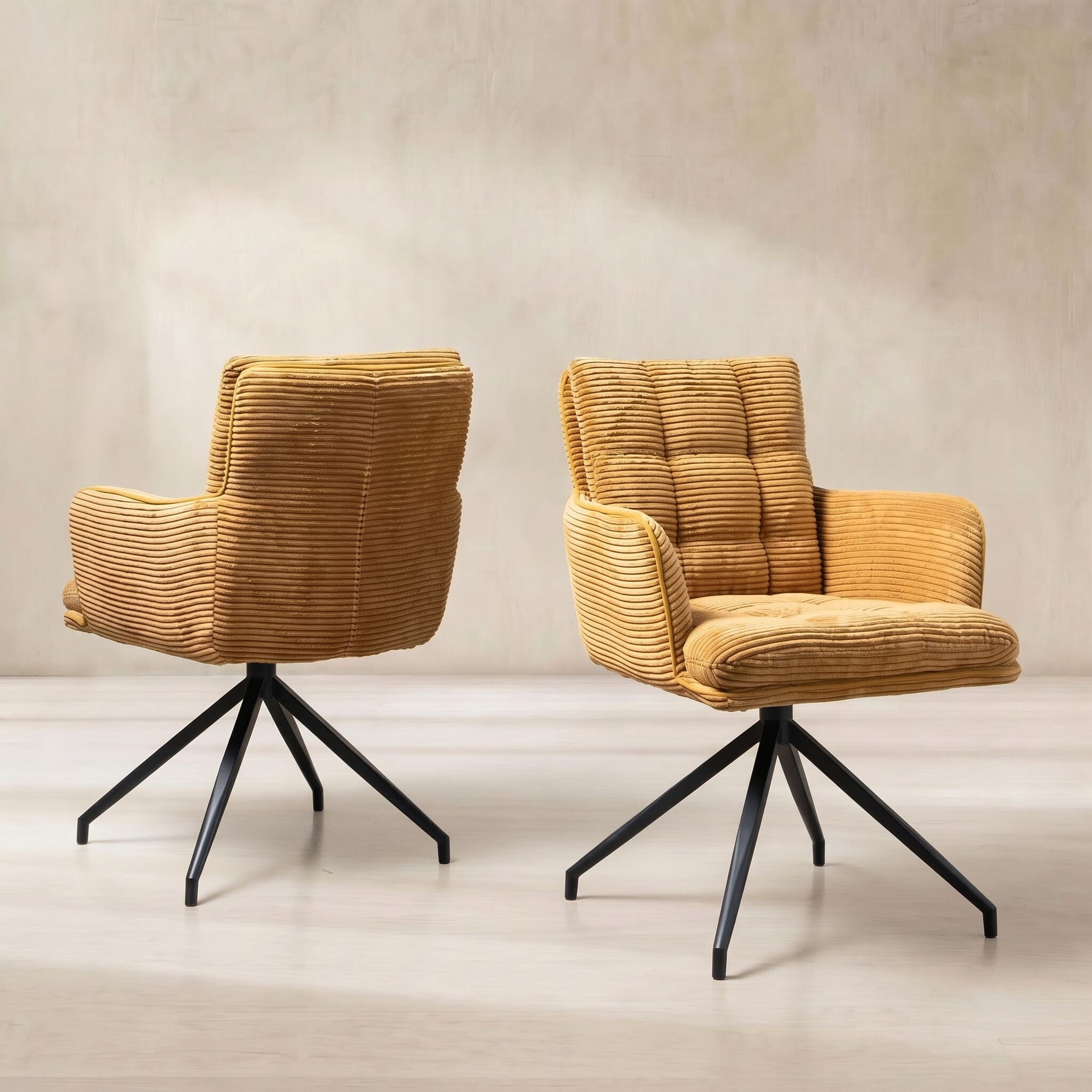 Odine Swivel Dining Chair With Arms, Yellow Velvet | Barker & Stonehouse