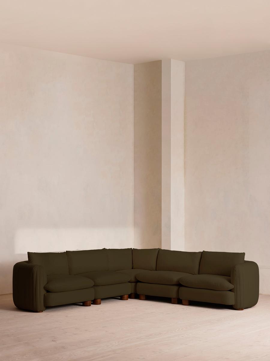 Vivienne Deeper Sit Modular Sofa, Corner Sofa, Linen, Olive