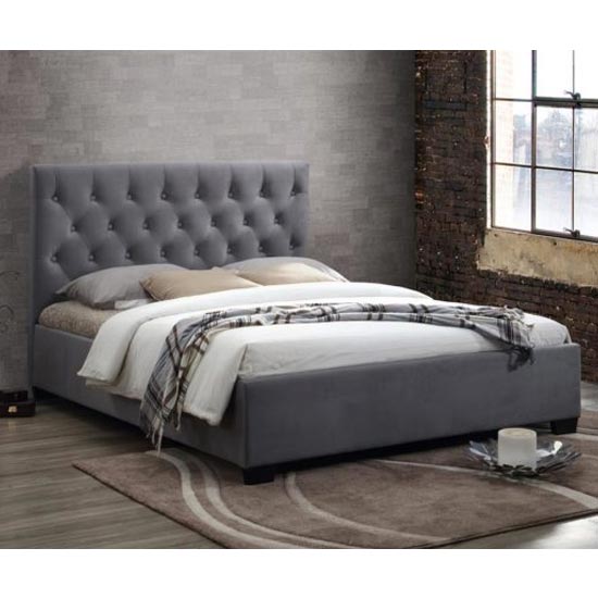 Cologne Fabric King Size Bed In Grey