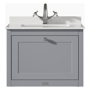 Bayswater Hartleigh Plummett Grey Traditional Wall Hung Vanity Unit & 1 Tap Hole White Marble Top Basin - 600mm