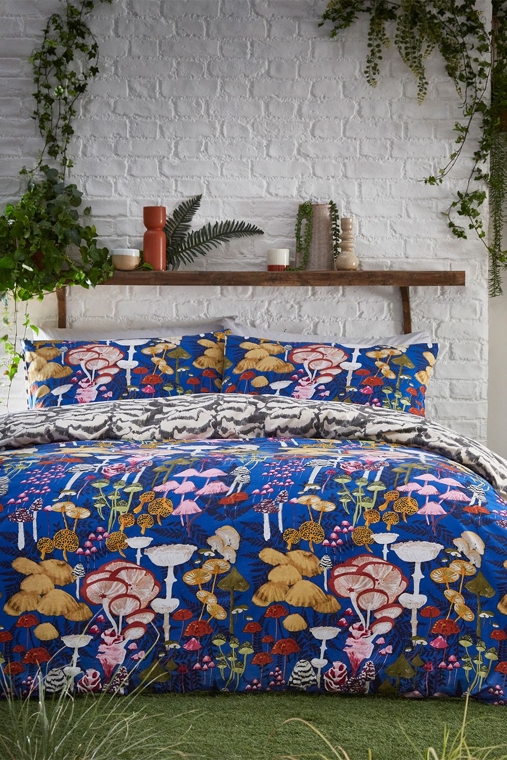 Furn Amanita Abstract Mushroom Duvet Cover Set in Cobalt