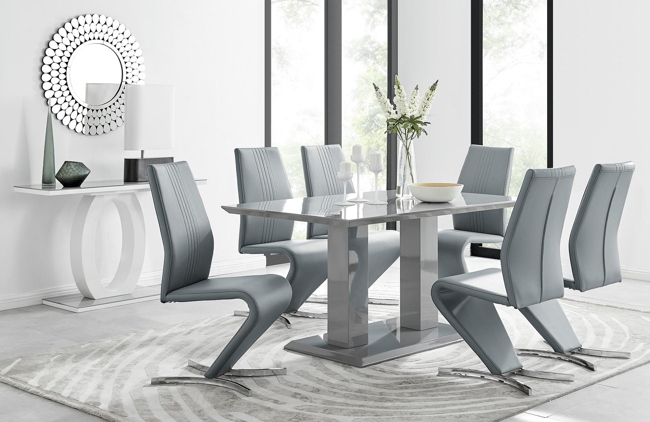FurnitureboxUK Imperia 6 Grey Dining Table & 6 Willow Chairs