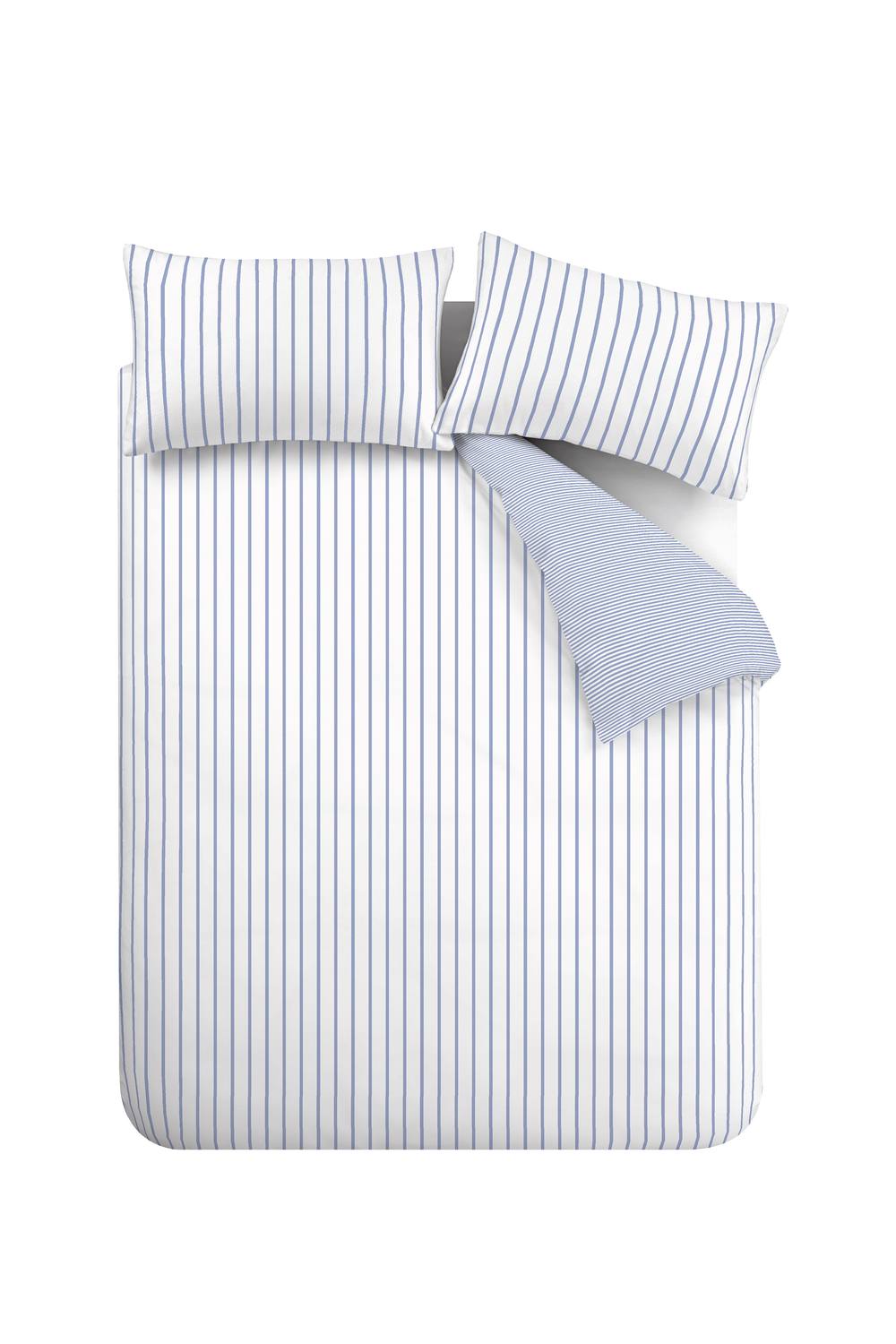 Bianca 'Hampton Stripe' 200 Thread Count Cotton Reversible Duvet Cover Set in Blue 6