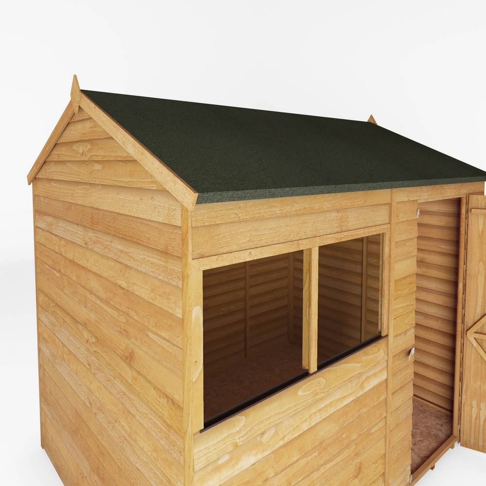 Mercia 8 x 6 Feet Overlap Reverse Apex Shed - L190.5 x W241.4 x H221.8 cm in Brown 6