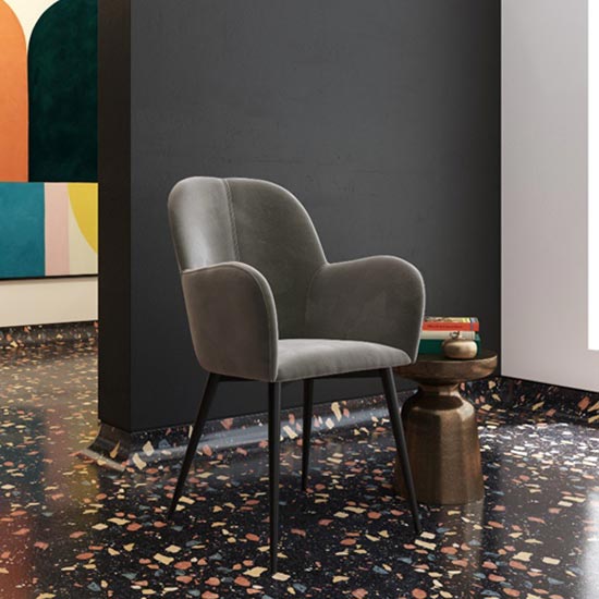 Fitz Velvet Bedroom Chair In Grey