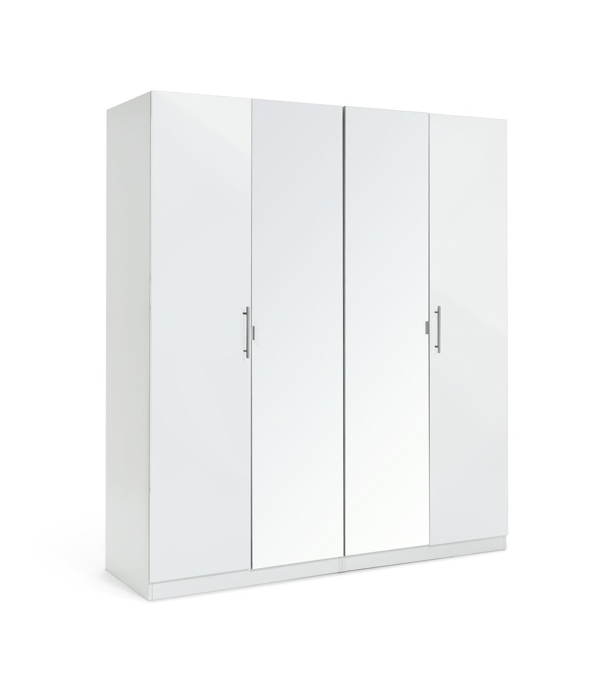 Habitat Munich 4 Door 2 Mirror Wardrobe - White Gloss