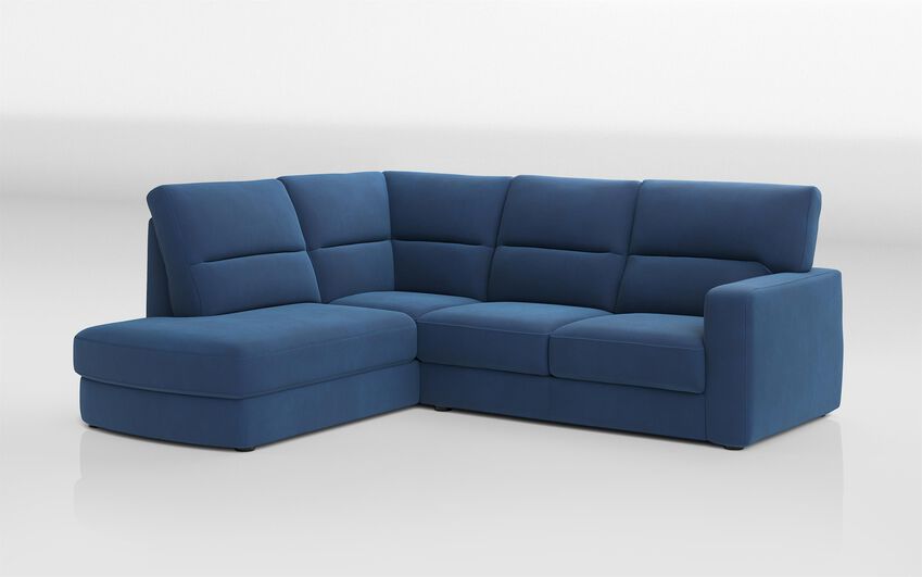 Blue Fabric Corneto 2 Corner 3 with Right Hand Facing Sliding Footrest & Left Hand Facing Chaise with Storage