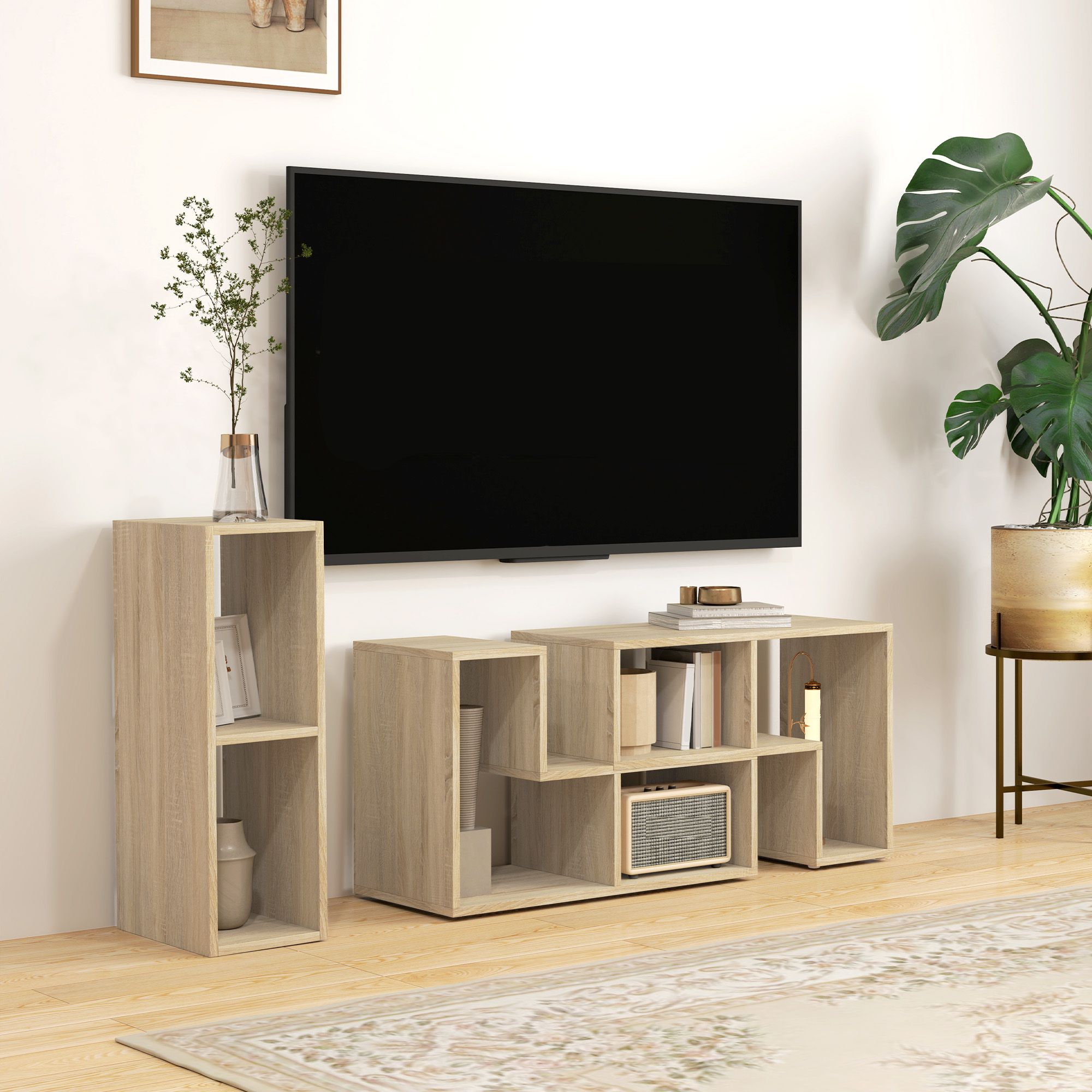 HOMCOM TV Unit for TVs up to 75 Inches, Free Combination TV Stand in Grey