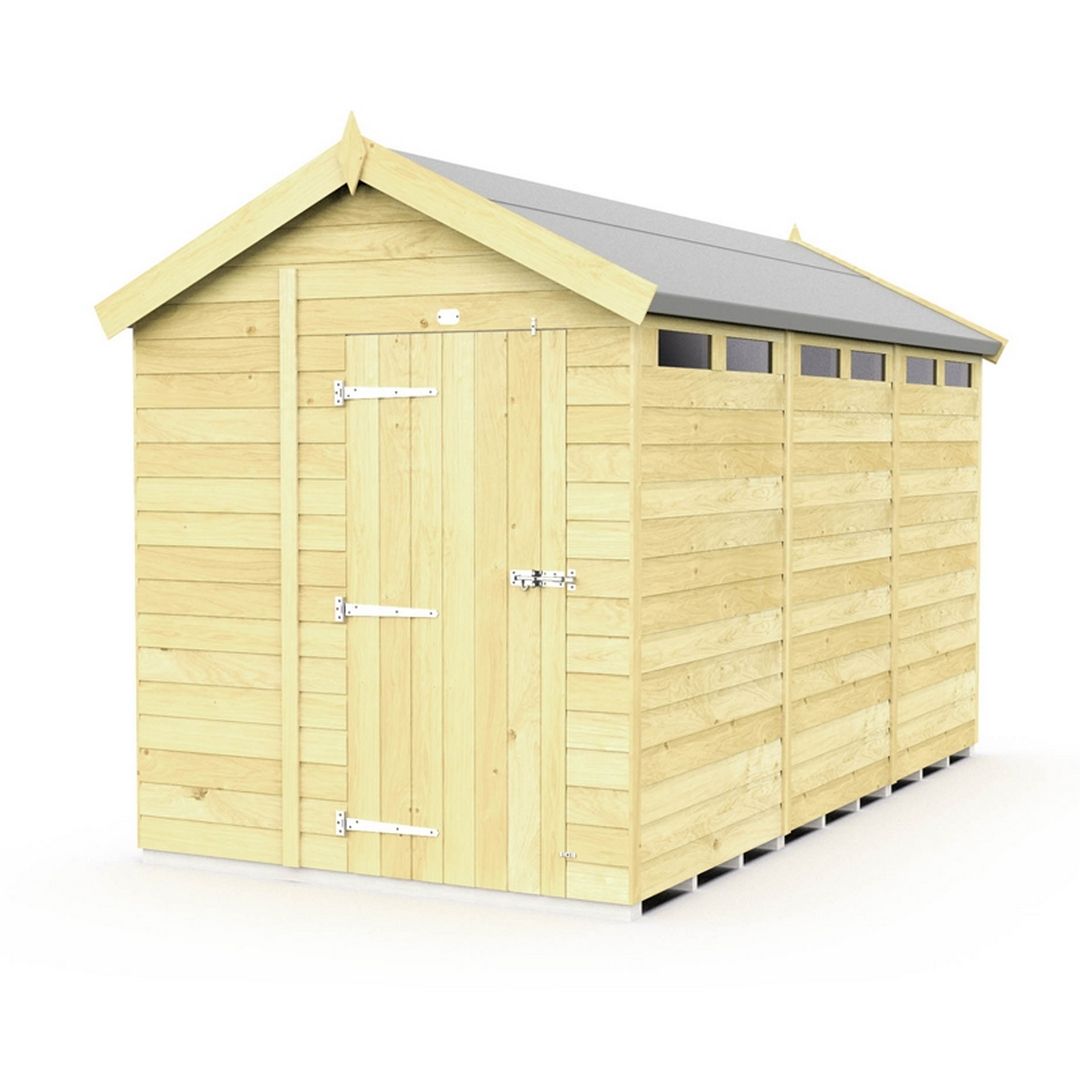 Buttercup Farm 7 x 12 Feet Apex Security Shed - Single Door - L358 x W214 x H217 cm in Brown