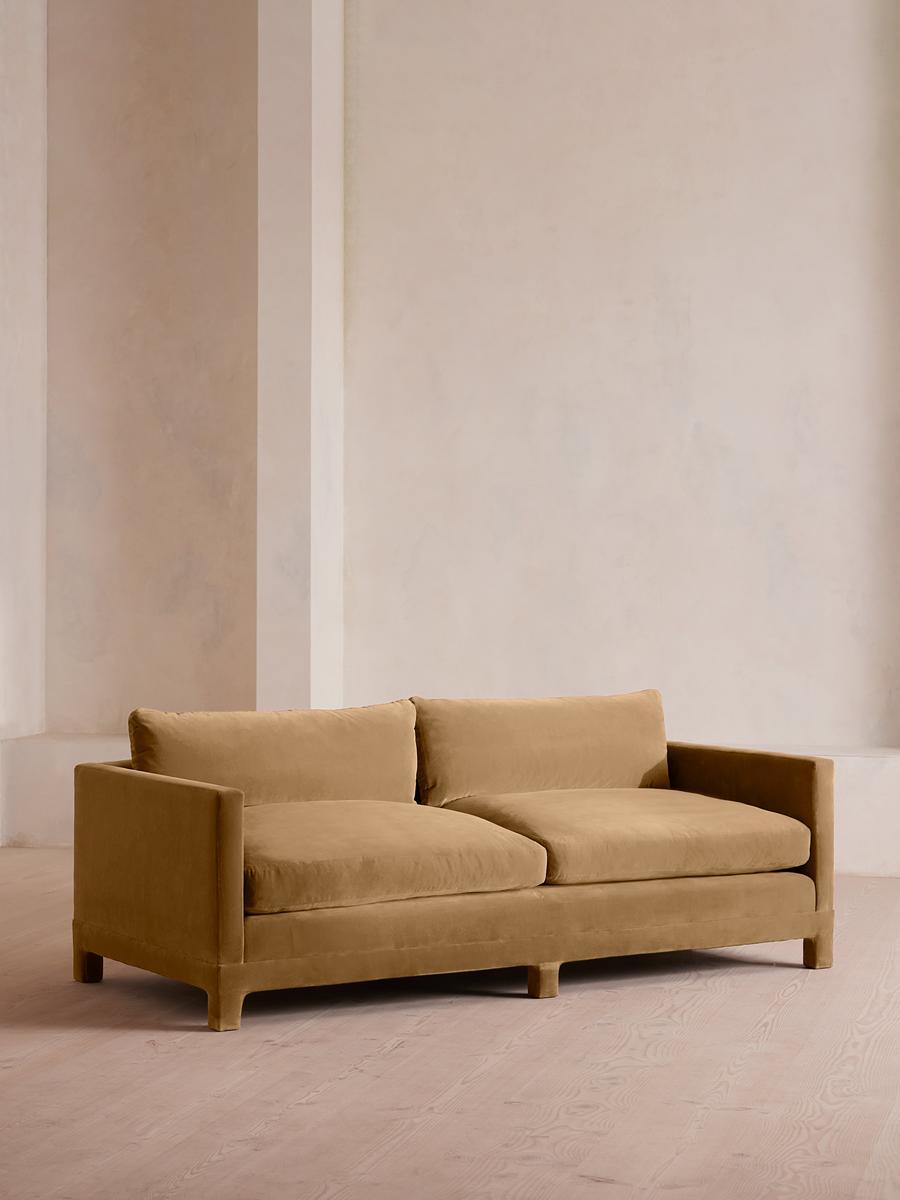 Ashford Three Seater Sofa, Velvet, Camel