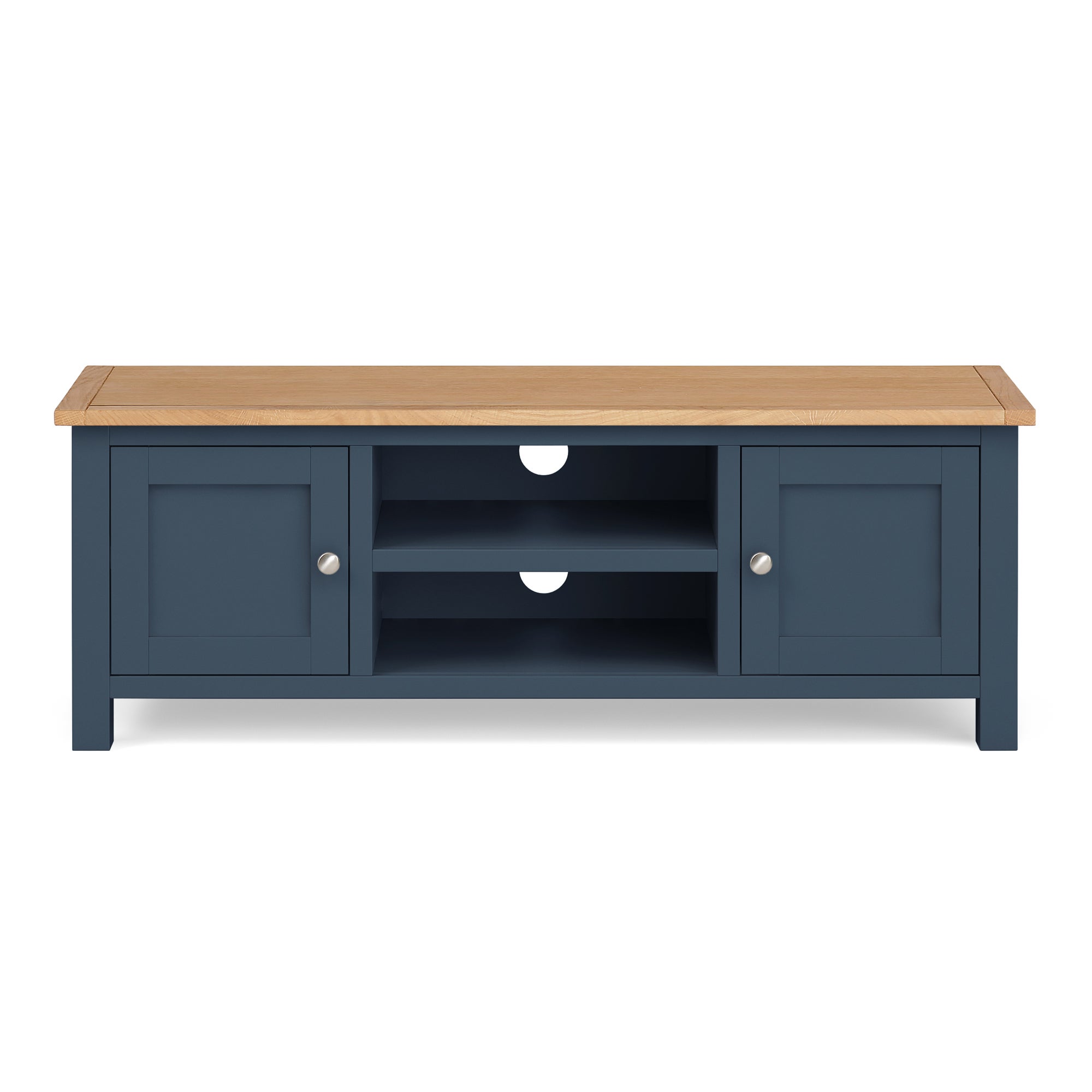 Bromley Blue Wide TV Stand Blue and Brown