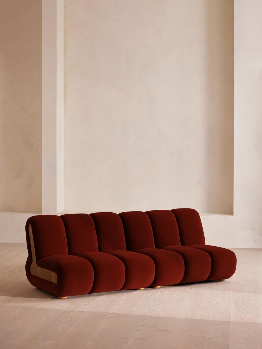 Noelle Modular Sofa, Four Seater, Velvet, Rust