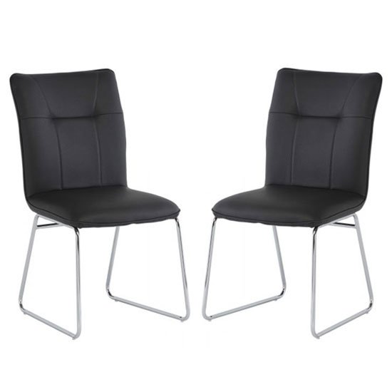 Albany Dark Grey PU Leather Dining Chair In A Pair
