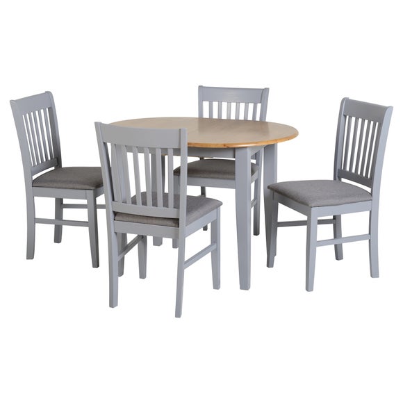 Oxford 4-6 Seater Oval Extendable Dining Table with 4 Chairs, Grey