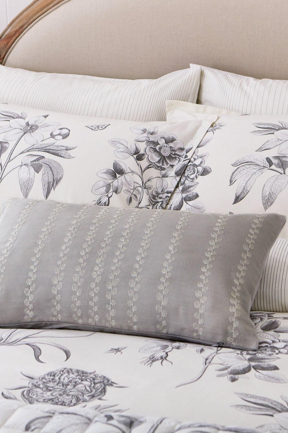 Sanderson 'Etchings & Roses' Cotton Cushion in Silver 3