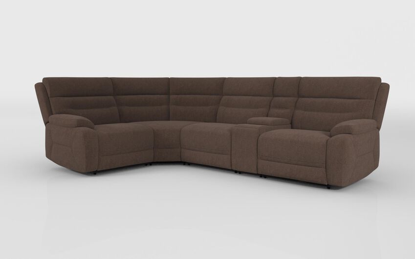 Brown Fabric Fenton 1 Corner 3 Sofa with Console