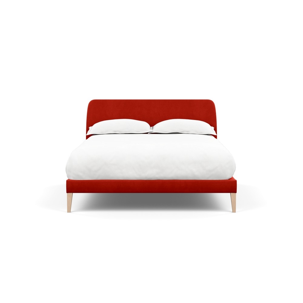 Heal's Wallis Bed Double Varese Velvet Terracotta Natural Feet