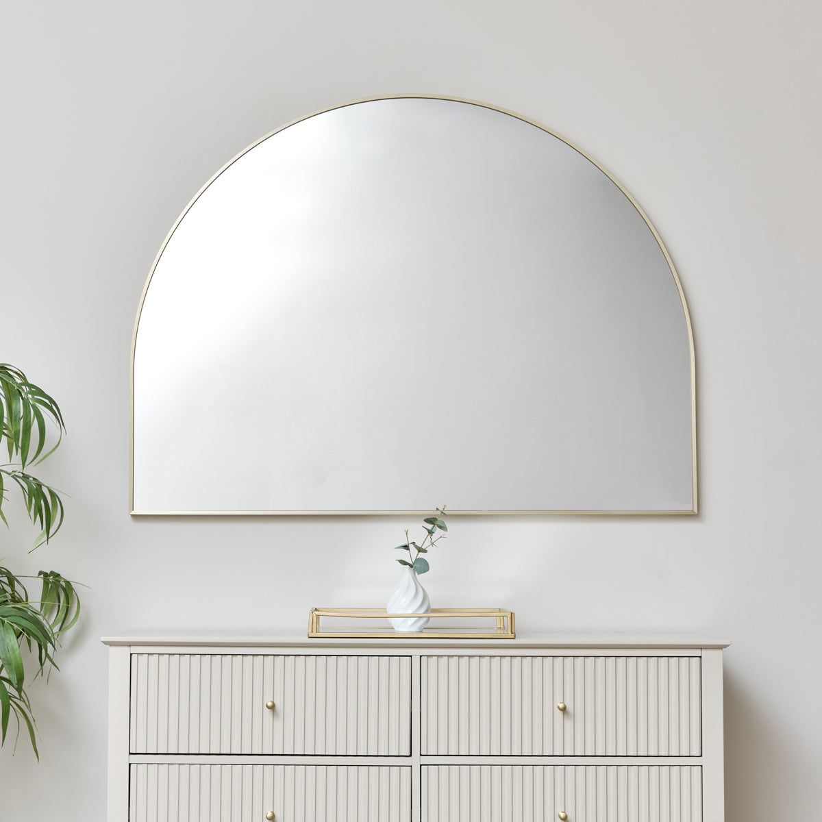 Melody Maison Large Gold Arched Wall Mirror 90cm X 120cm